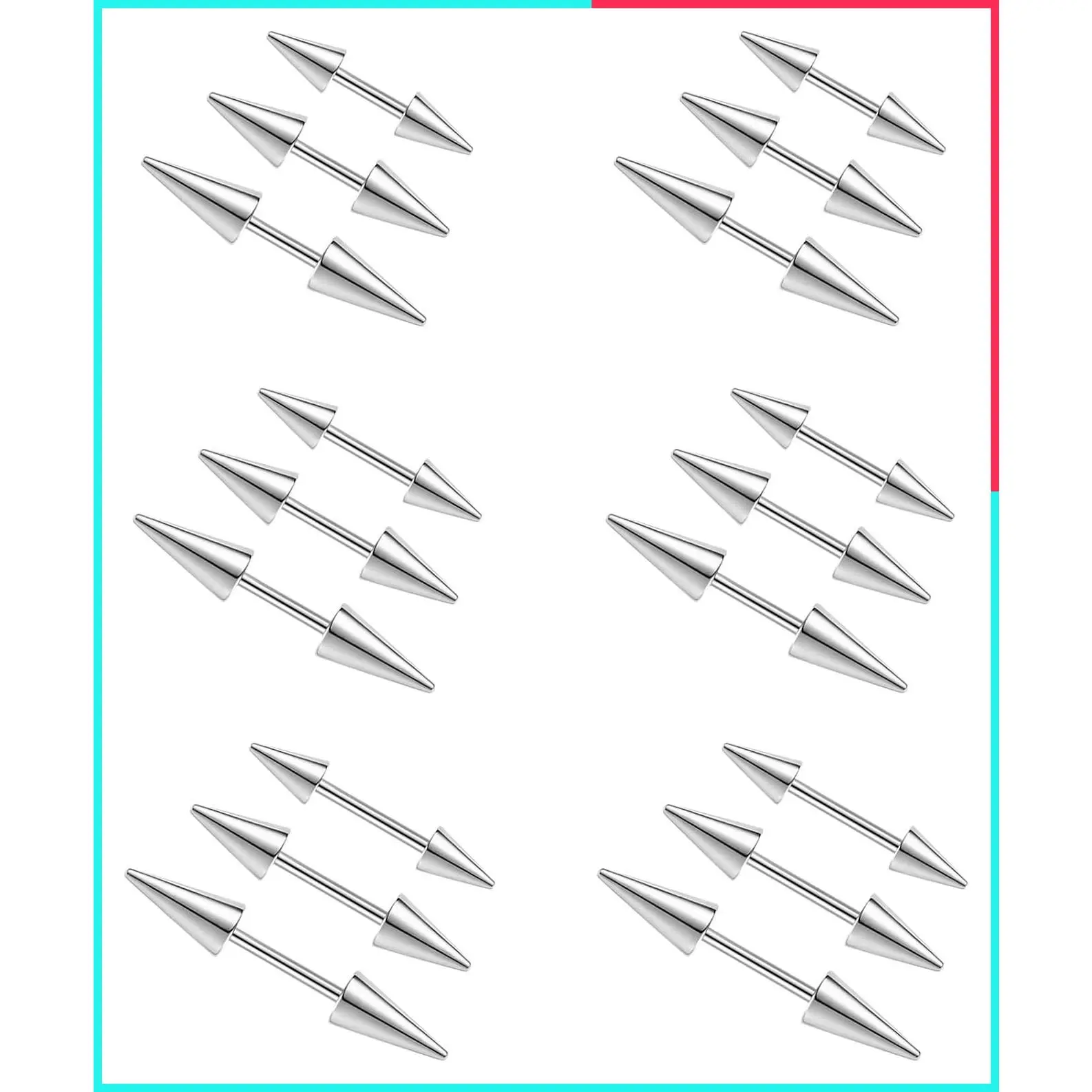 18Pcs 16G Spike Eyebrow Piercing Jewelry, Curved Barbell Vertical Labret Lip Rings, Tragus Helix Earrings Rook Nose Bridge Rings for Women Men