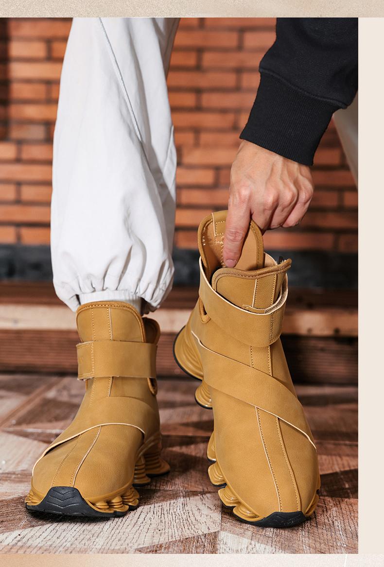 Men's Casual Boots Perforated Sole Sports Shoes Anti-Slip Running Shoes Adjustable Lacing Design All-Season Comfortable Shoe Style Training Athletic Black