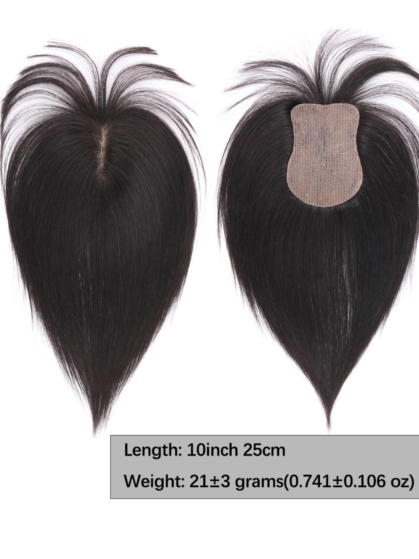 No Clip Natural Human Hair Topper L-Hook Strong Grip Velcro Base 8x11cm Invisible Hair Topper Skin Like Hair Toppers Realistic Hairpart Natural Looking Hair Hair Toppers For Thinning Hair 25cm Mocha Brown 1B