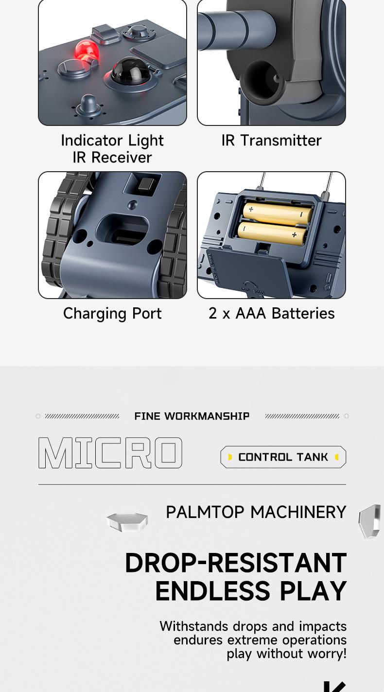 BRRRRT 1/64 Scale Remote-Controlled Tank, Military Tank Model with Infrared Combat System and Rotating Turret, 2.4GHz RC Vehicle Toy, Suitable for Children and Adults, Engineering Vehicle Toy, 4x4 Off-Road Vehicle, Christmas Gift for Adults and Children.