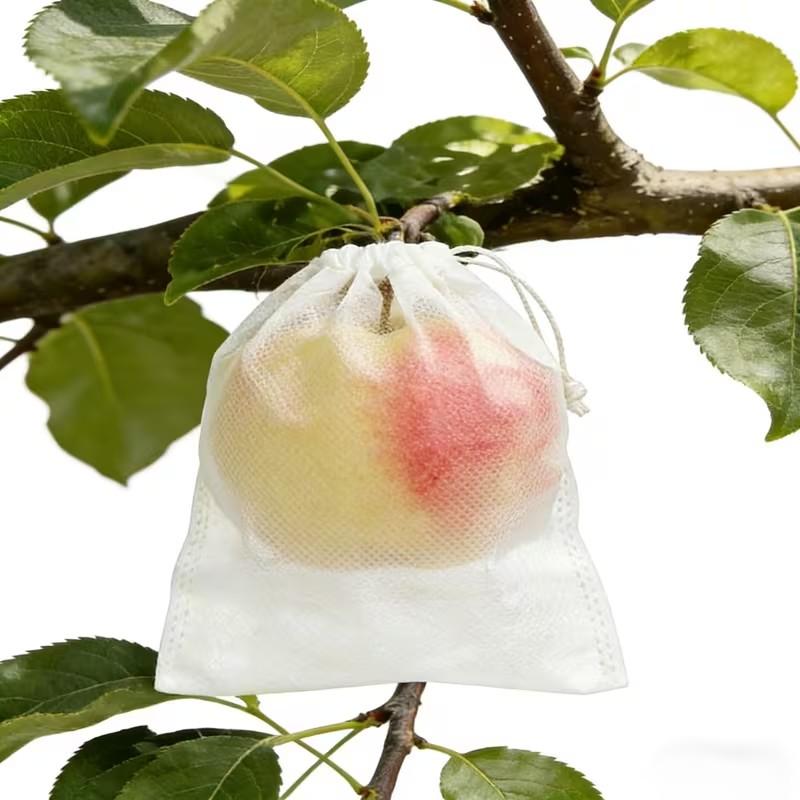 50Pcs Breathable Anti-Insect Fruit Net Bags with Drawstring, Bird Proof Protection Covers for Fruit Trees