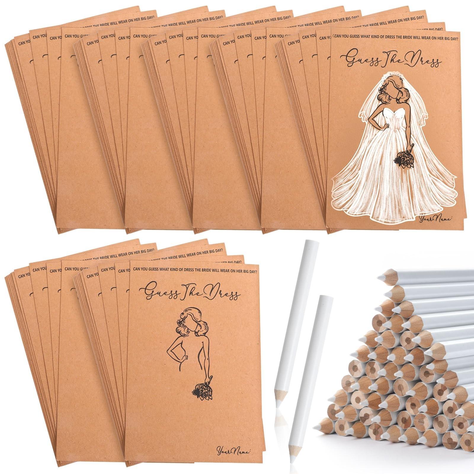 30-Piece Bride Party Game Set, DIY Bridal Dress Drawing Cards, Water-Soluble Pencils, Wedding Decor, Birthday Party Fun