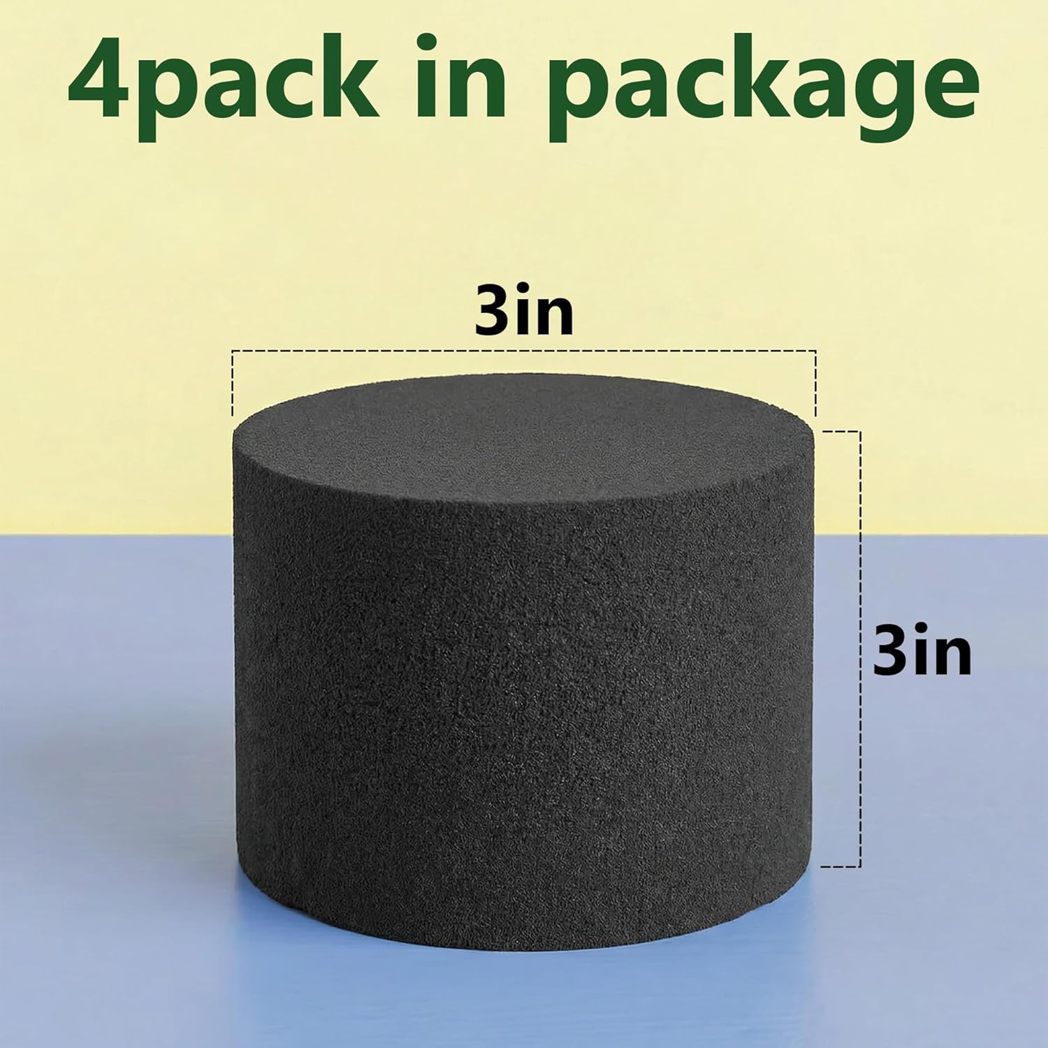 Floral  Round Blocks,Black Flower  Round for Artificial & Dried , Dry Floral Foams Styrofoam for Artificial  (4Pack,3")