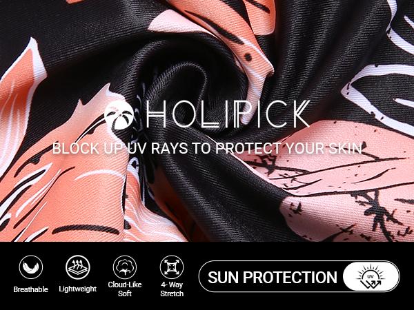 Holipick Long Sleeve Swimsuits for Women - Three Piece Rash Guard with Shorts Zipper SPF Swim Shirt with Built in Bra