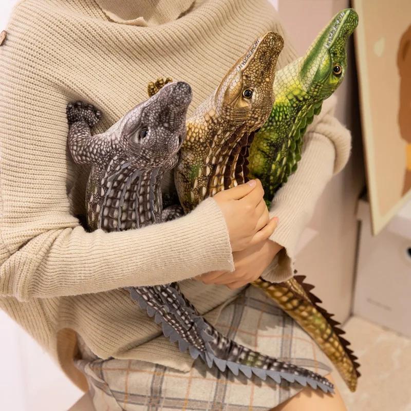 65/90CM Simulation Crocodile Plush Toys Soft Stuffed Lifelike Green Gray Brown Giant Alligator Sofa Cushion