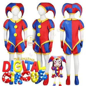 Pomni Cosplay Costume The Amazing Digital Circus Cartoon Uniform Hat Gloves Halloween Party for Women Men Kids Costume Cos Props