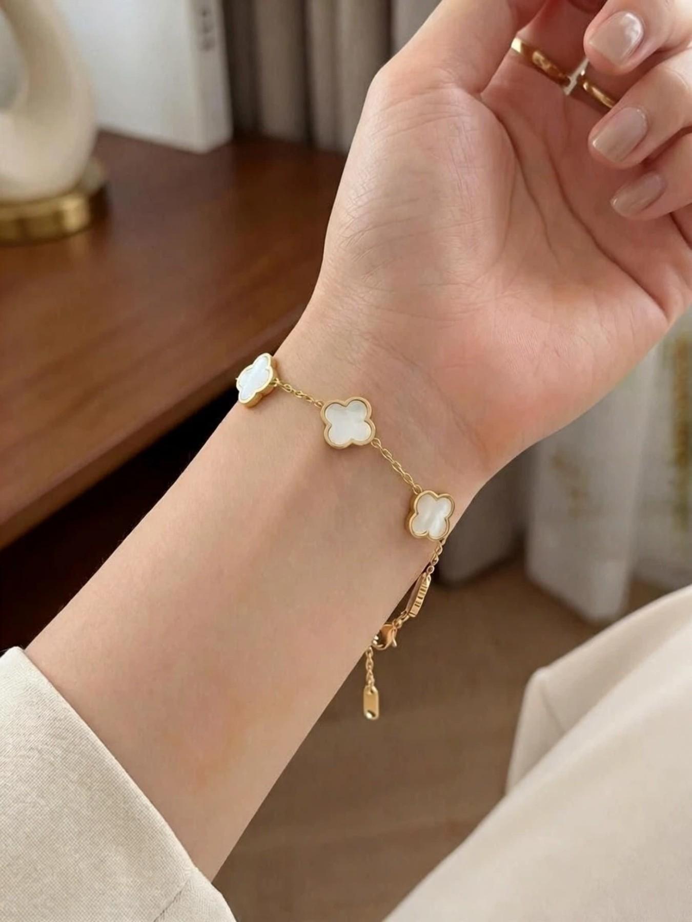 Clover Lucky Bracelet for Women, Flower Four-Leaf Chain, Fashion Jewelry Gift, Stylish Accessory