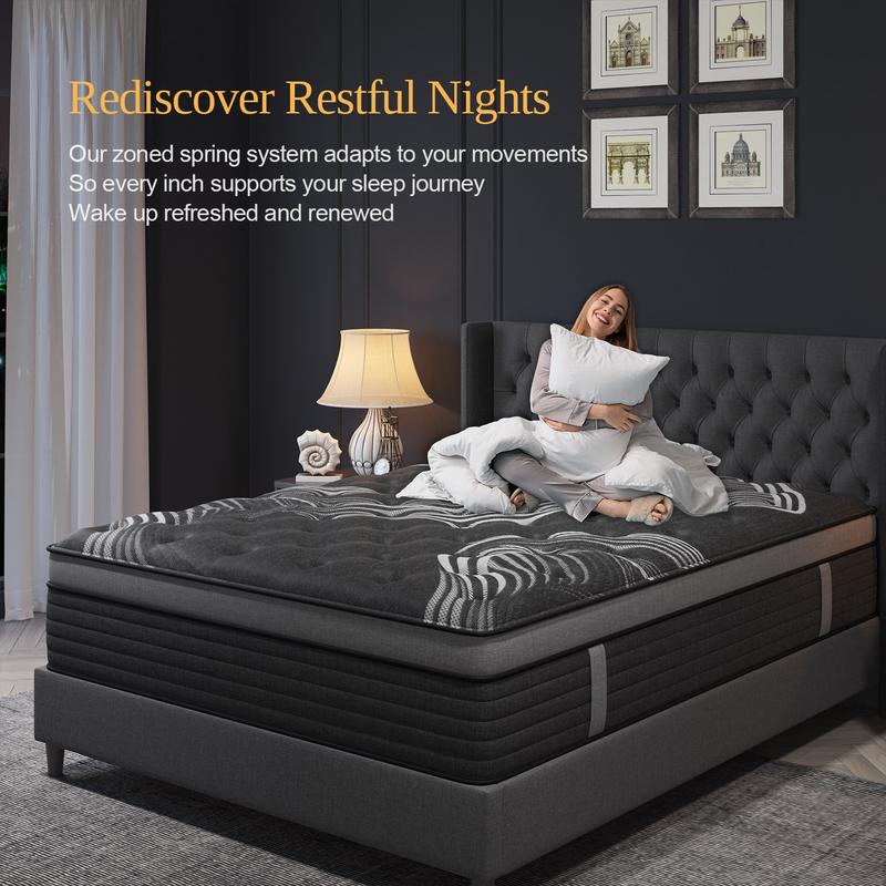 12 /14Inch Gel Memory Foam Mattress Twin Full Queen King Bed Hybrid Mattress  In A Box,Pocket Spring for Edge Support, Pressure Relief, Medium Firm motion isolation