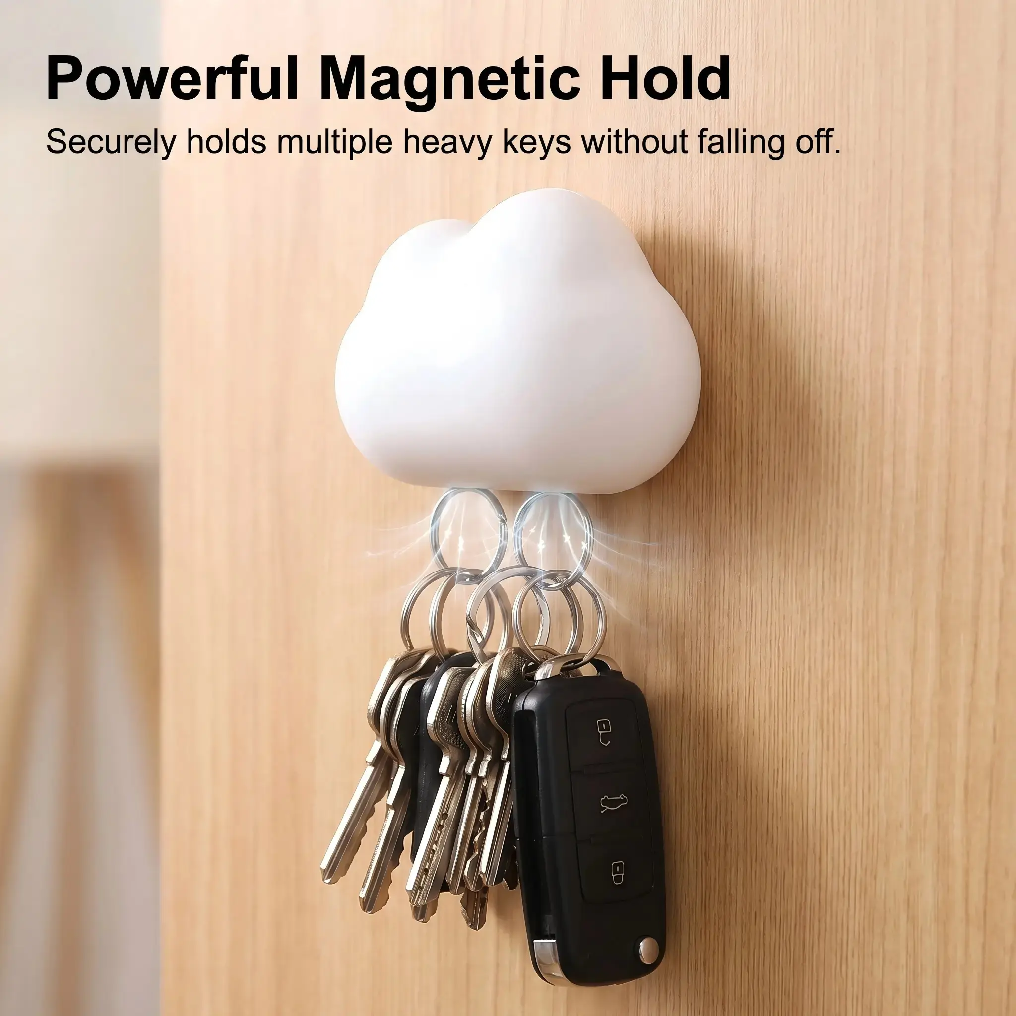 Compact Magnetic Cloud-Shaped Key Holder - ABS Plastic No-Drill Self-Adhesive Wall Mount Organizer, Space-Saving Key Storage for Renters, Entryway Use (Single Unit, Holds Small Jewelry)