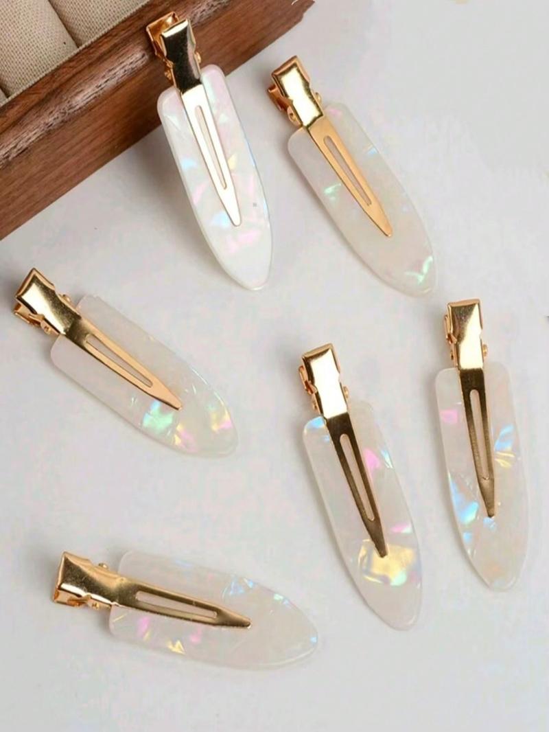 6pcs Set Acetate Hair Clips, Flat Hair Clips - Cute Oval Alligator Hair Clips For Women & Girls, Seamless Side Bangs Hairpin Set, Suitable For Updo & Bangs, Perfect For Daily Wear Hair Accessories, Fall, Travel