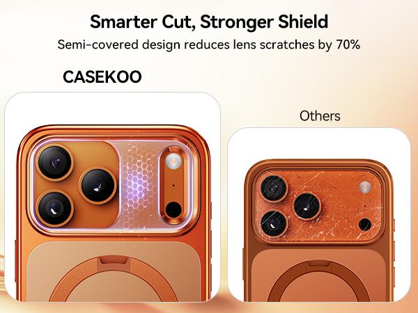 CASEKOO Cosmic Orange iPhone 17 Pro Max Case with 360 Spin Magnetic Stand [Fit for MagSafe][17FT Military Protection] Slim Polished for iPhone 17 Pro Max Case with Stand 6.9'', Cosmic Orange