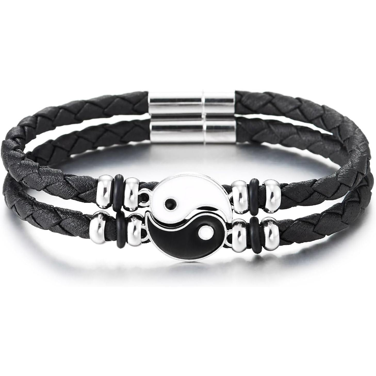 Couples Yin-Yang Bracelet, Lovers Leather Bracelet, His and Hers  Boho , Friendship