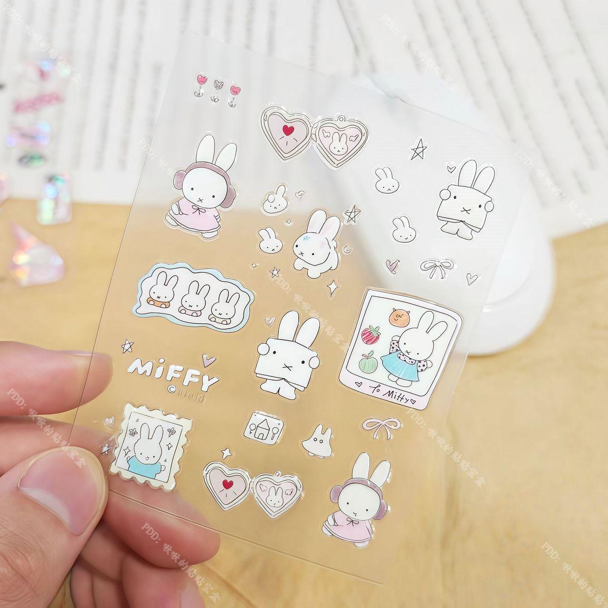Cute Miffy 3D Nail Stickers Kawaii Glass Camera Nail Stickers Decoration Anime Printing Stickers Holiday Surprise Gifts