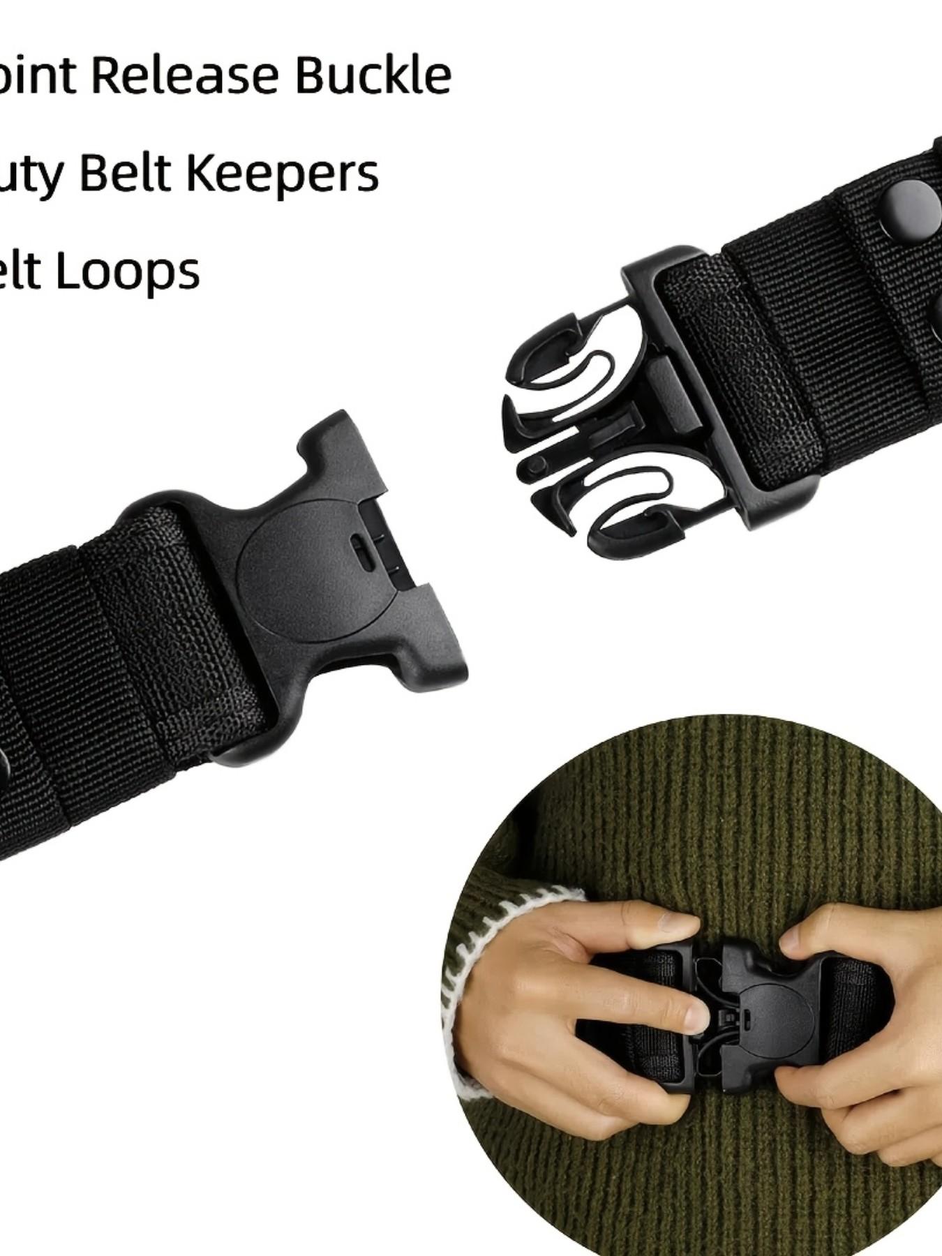 4-Piece Men's Tactical Belt Set, Durable Oxford Webbing, Quick-Release Buckle, Storage Clip, Key Ring, Water Bottle Holder, Ideal for Outdoor Hunting