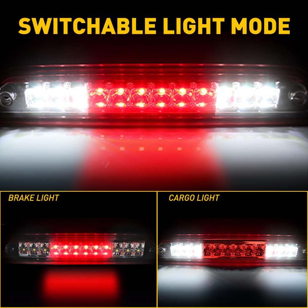 LED 3rd Brake Light For 99-16 Ford F250 F350 F-450 F-550 Super Duty 93-11 Ford Ranger, 01-05 Ford Explorer Sport Trac High Mount Stop Light Cargo Lamp (Chrome Housing Red Lens)