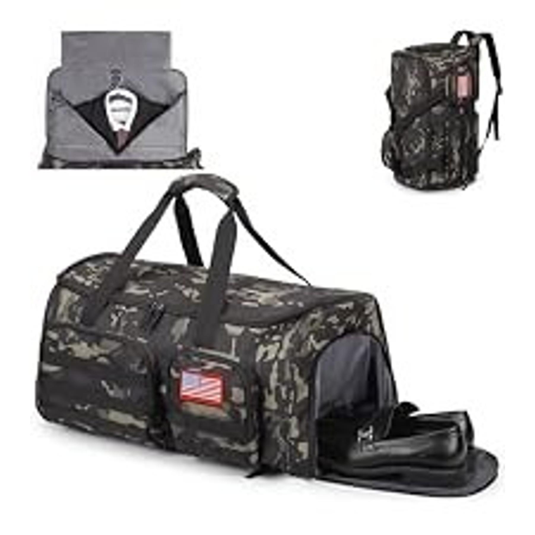 Tactical Gym Bag for Men, 60L Large Capacity Duffle Bags with Shoes Compartment, Sports Bag with wet compartment, Multi-functional Weekend Bags Suitable for Travel, Camping, Hiking