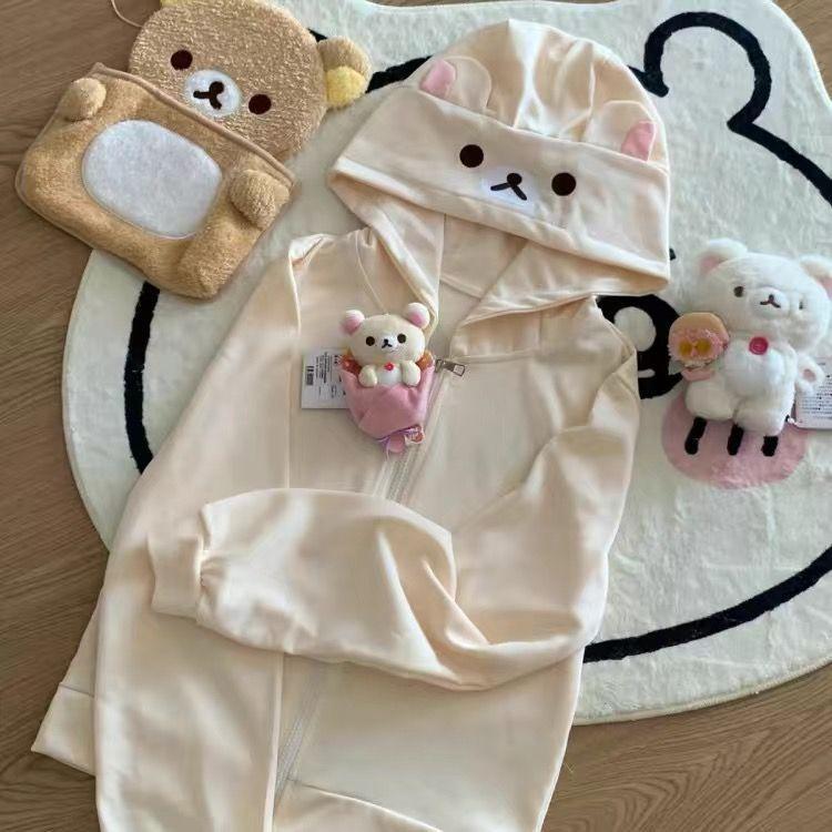 Spring Summer New Cute Bear Ears Zip Up Hoodie Japanese Sweet Girl Casual Loose Sweatshirt Women Cardigan Anime Hoodie Y2k Top