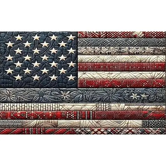 5D DIY Diamond Painting Kit Vintage Textured American Flag Retro Quilt Style Art Full Round & Square Drill Rhinestone Mosaic Cross Stitch Handmade Wall Art Home Decor Gift