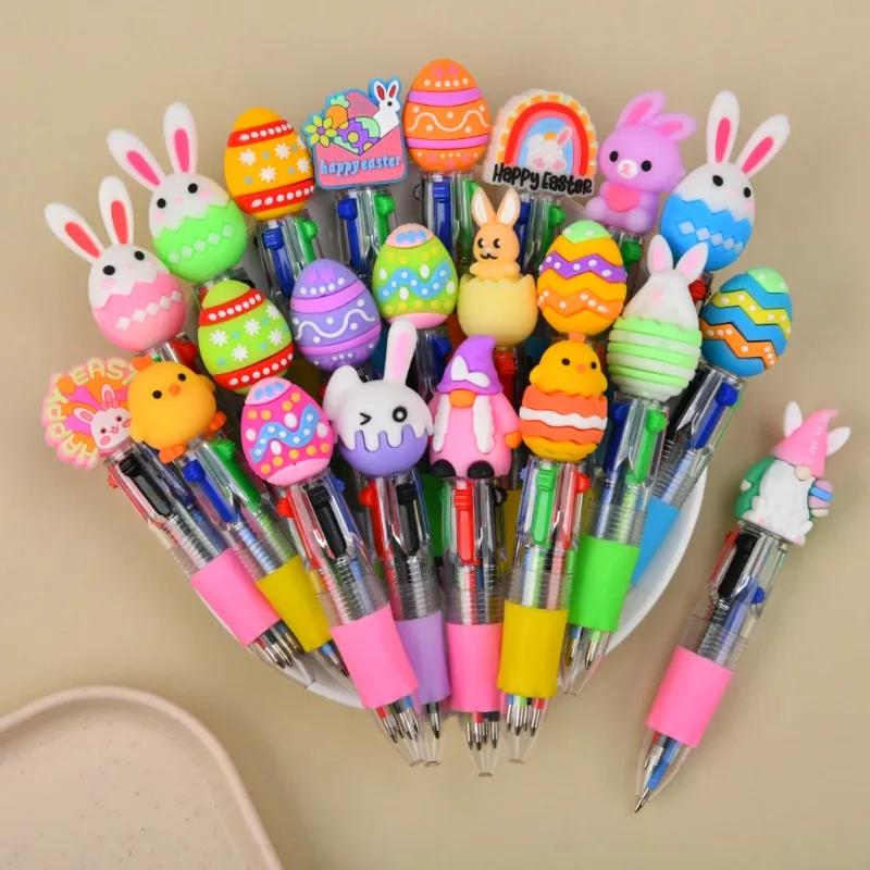 5/15/25pcs Creative Minimalist Easter Rabbit Themed Expandable Four-Colored Round-tip Pens Campus Design Back-to-School Season Cartoon Rabbit Easter Series Press-Down Four-Colored Ballpoint Pens Random Colors Ballpoint Pen Set