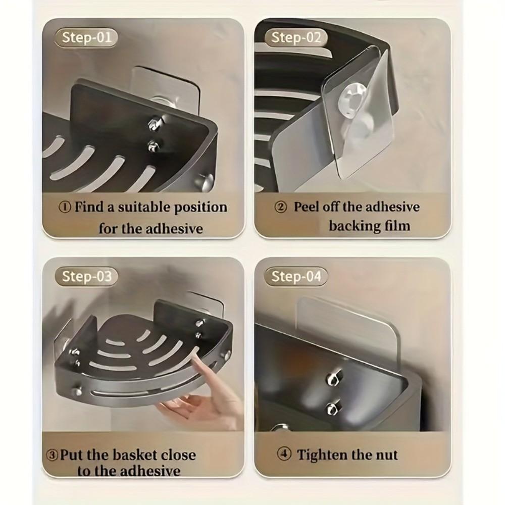 2-Pack Triangular Shower Rack, Three-Tier Corner Storage Shelf, No-Drill Wall-Mounted Bathroom Organizer, Adhesive Corner Holder