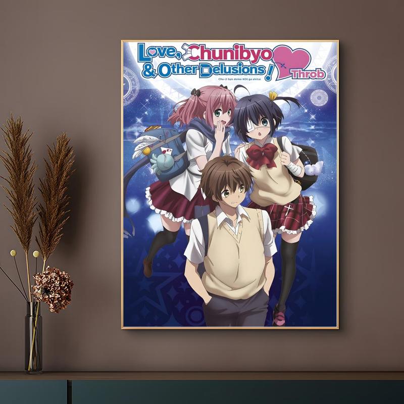 Love Chunibyo & Other Delusions Poster HD Heavy-Duty Self-Stick Waterproof Wall Decor Bathroom Wall Art Tool-Free Install Durable & Reusable Conceals Wall Flaws Elevates Home Style Perfect for Living Room Bathroom & Kitchen Easy Apply & Remove