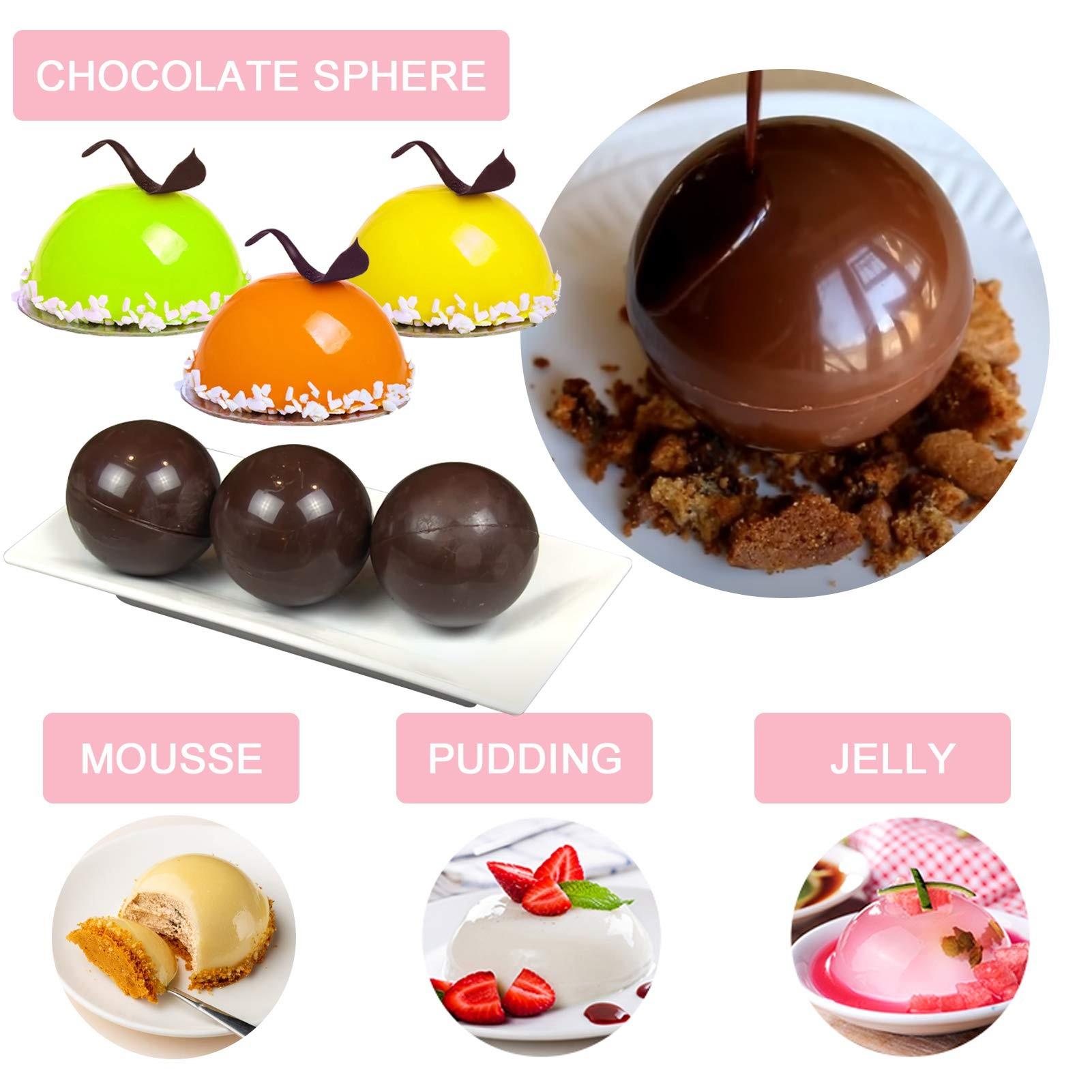 2pcs Semi Sphere Silicone Ice Mold, 6-Cavity Reusable Baking Mold for Making Hot Chocolate Bombs Jelly Dome Mousse Soap Ice Cube Tray