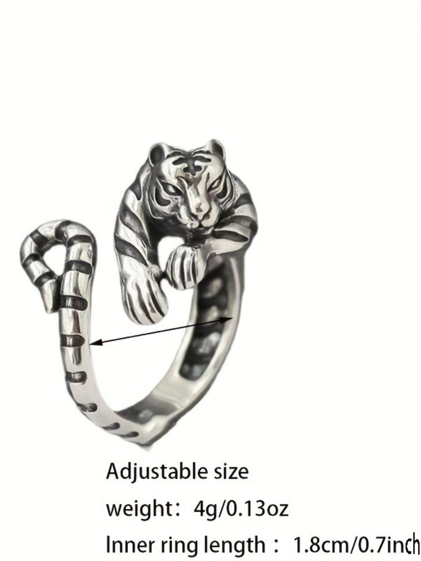 Vintage Tiger Ring, 3D Relief Open Ring, Zodiac Tiger Ring, Unisex, Daily Wear, Zodiac Memorial, Unique Fashion Jewelry