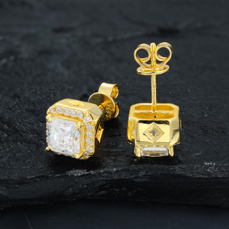 【#E544】Three Sizes Iced Out Stud Earrings UCCIYO Synthetic Moissanite Earrings For Women 925 Sterling Silver Stud Earring Men Hip Hop Jewelry Couple Gift