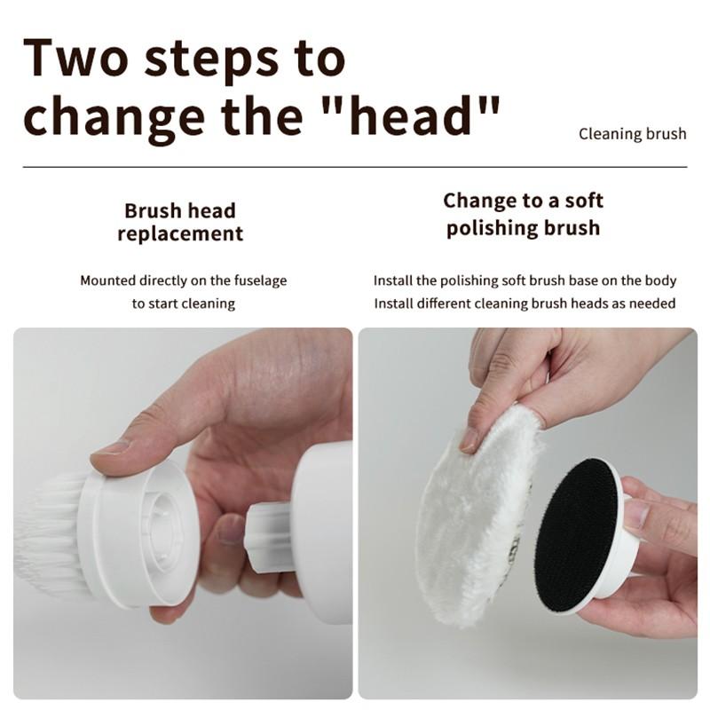 Multifunctional Electric Rotating Cleaning Brush, Wireless Bathtub and Tile Cleaner, LED Display Shower Brush, 2 Speeds, 7 Replaceable Heads