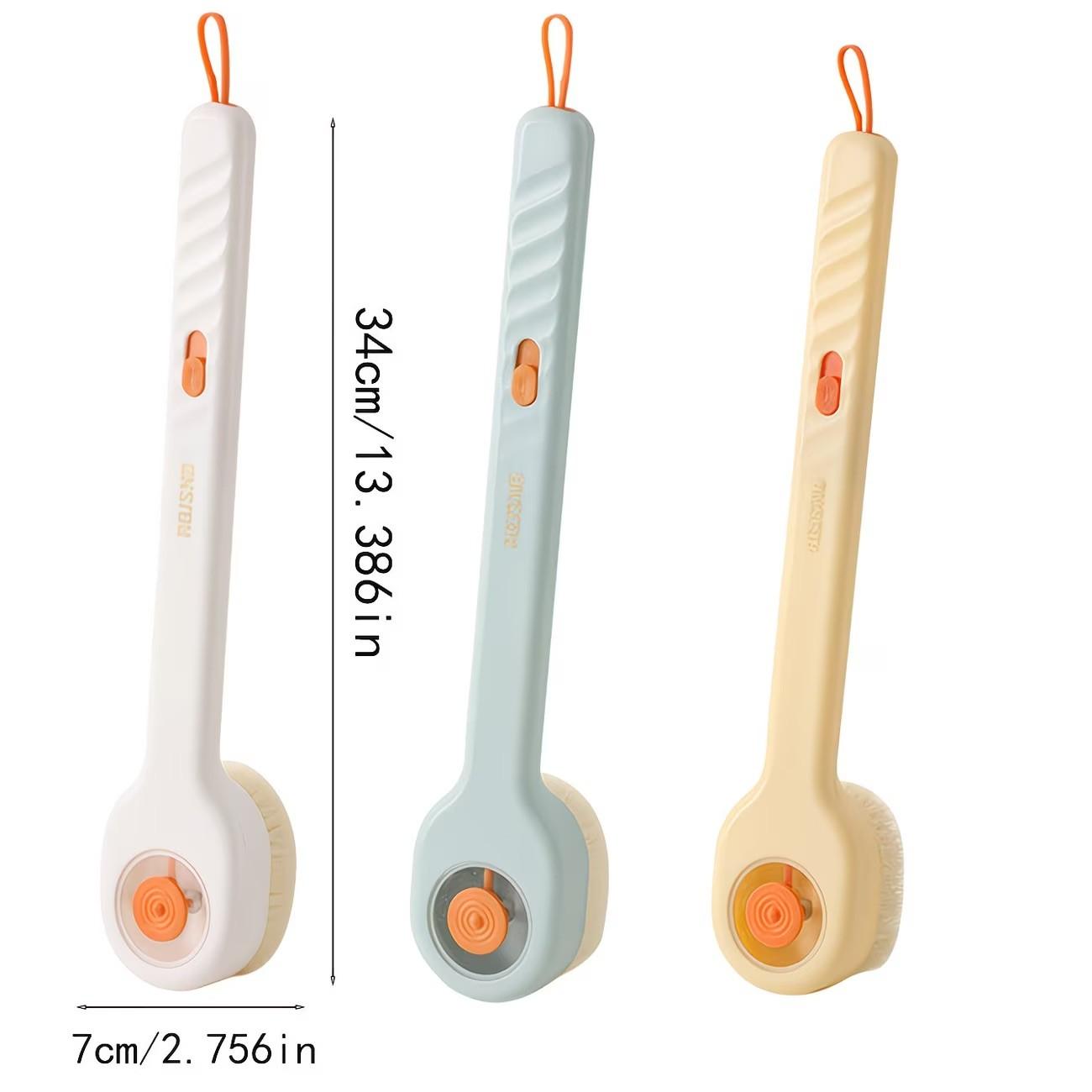 Liquid-Filled Long Handle Bath Brush With Soft Bristles, Body Wash Dispenser Back Scrubber, Multi-Purpose Shower Exfoliating Tool For Full Body Cleaning & Dead Skin Removal, Bathroom Supplies, Bathroom Essentials