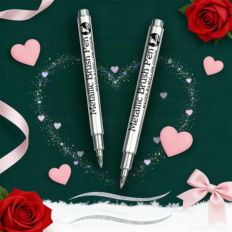 2 Pack & Silver Color Markers Set, Metal Sign Pen, Art Pen, Artist Drawing Pen Ideal for Valentine's Day Cards and Holiday Decorations 2 Pack & Silver Color Markers Set, Metal Sign Pen, Art Pen, Artist Drawing Pen Ideal for Valentine's Day Cards and Holiday Decorations