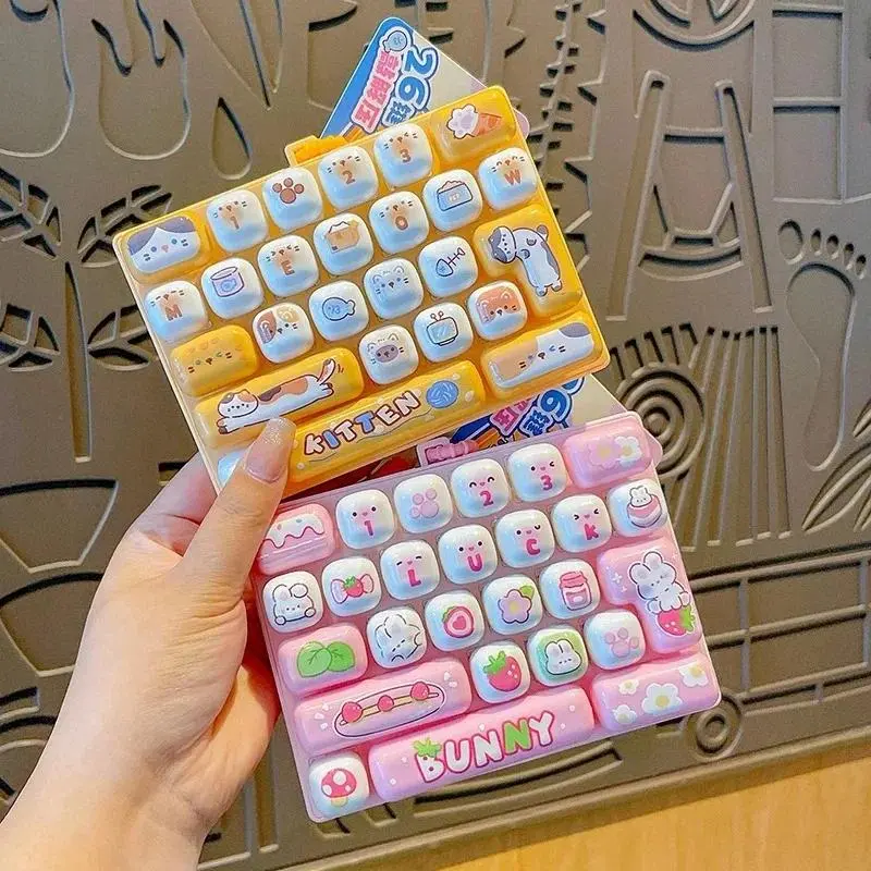 26Grid Keycap Clicker Anti Stress Fidget Keyboard Keychain Decompression Button Cartoon Hand Relax Party Favor Gift 26구 키캡 키링
