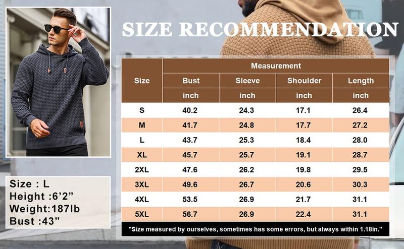 Zaitun Mens Hooded Sweatshirt Long Sleeve Solid Knitted Hoodie Pullover Sweater TikTokShopBlackFriday Christmas gift