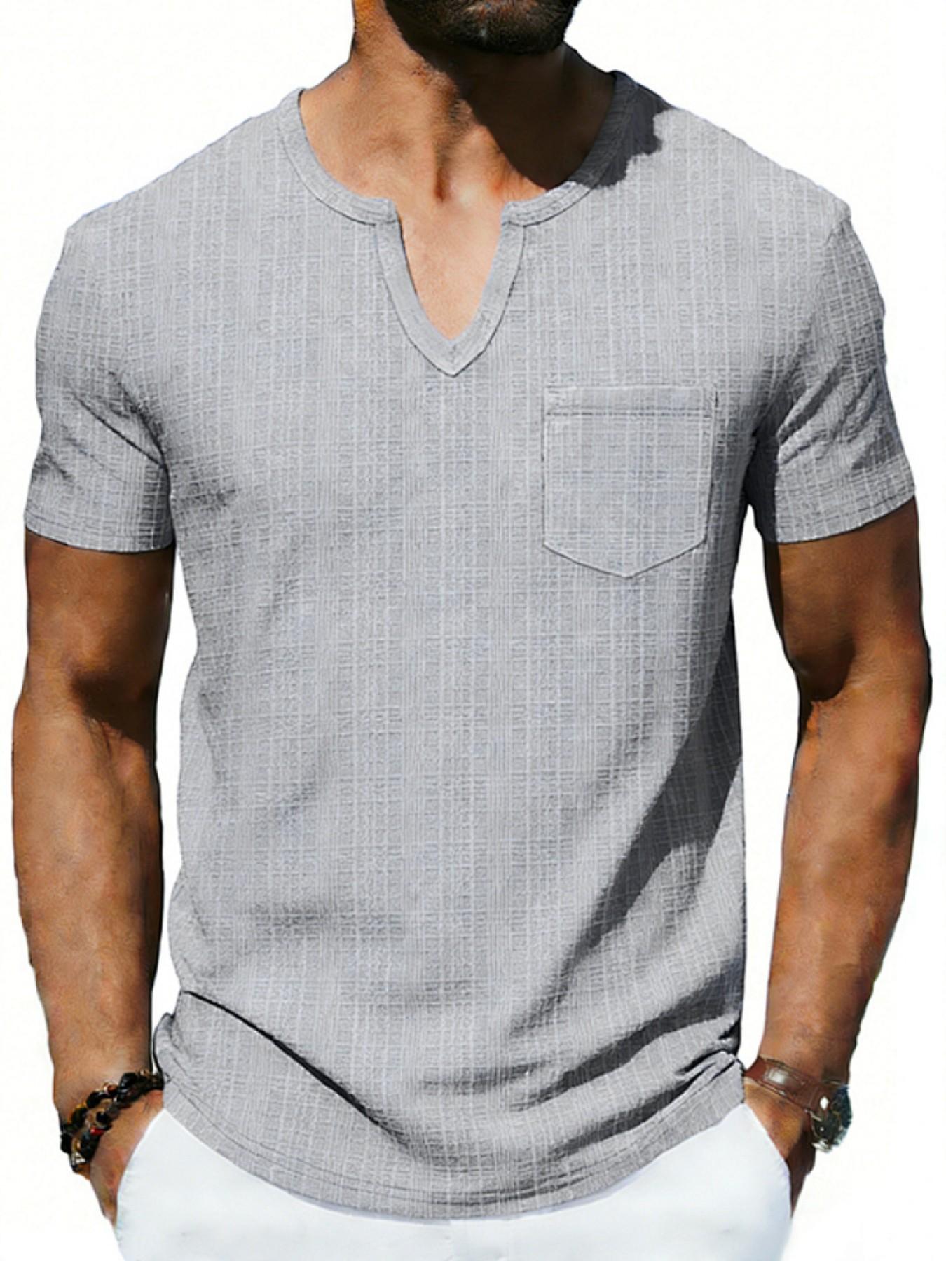 Men's Summer V-Neck Short Sleeve T-Shirt, Breathable Loose Fit Quick-Dry Top, Casual Street Style, Ideal for Daily Wear