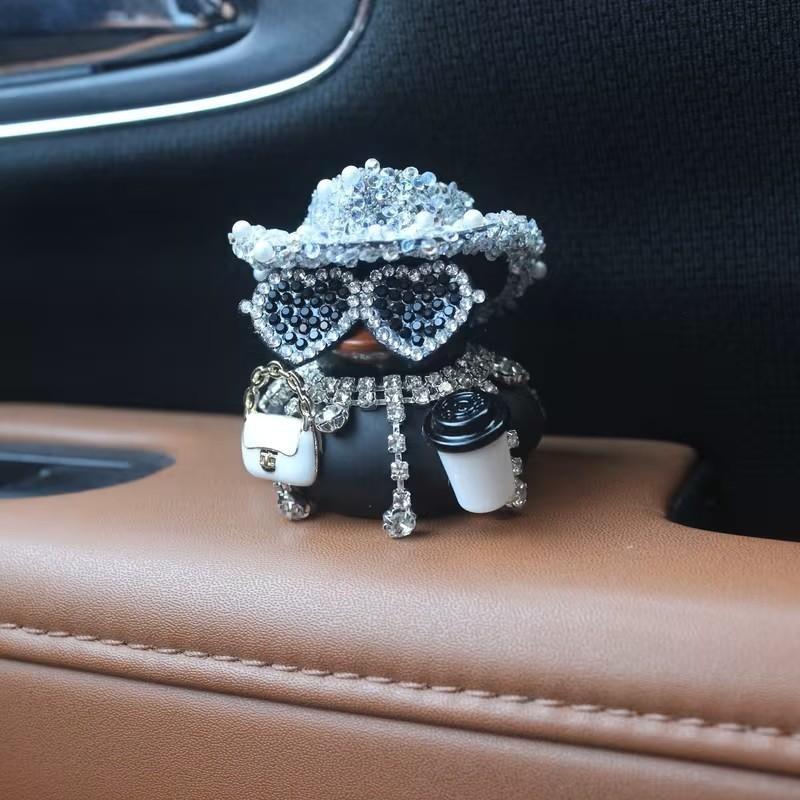 Duck Shiny Hat Champagne Bottle Design Car Decor, Car Interior Decoration, Motorcycle Bicycle Decor, Holiday Gift