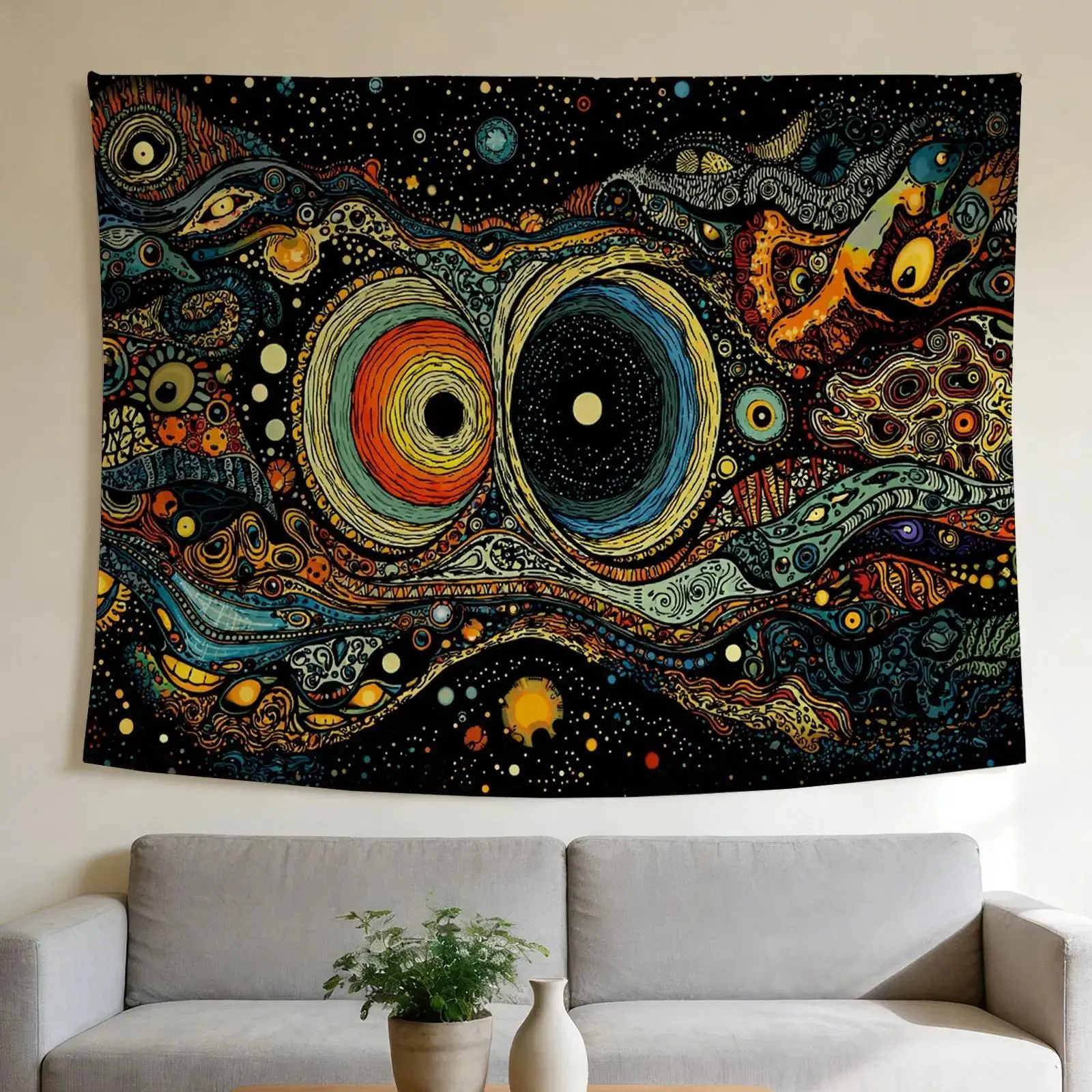 Psychedelic Cosmic Swirls Abstract Tapestry - Colorful Tapestries for Home Inspo, Indoors Room Art, Home Decor Wall Hanging
