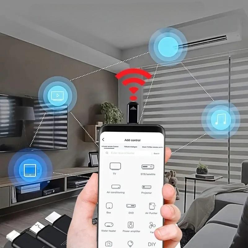 USB Type-C Smart Wireless IR Remote Control Adapter, Mini Infrared Transmitter, Universal TV Air Conditioner Adapter, Portable and Convenient