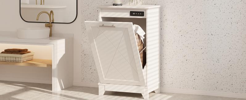 Vabches Trash Cabinet, Tilt Out Trash Cabinet w/Negative ion and deodorizing Function, Free Standing 10 Gallon Recycling Trash Can Cabinet for Kitchen Living Room