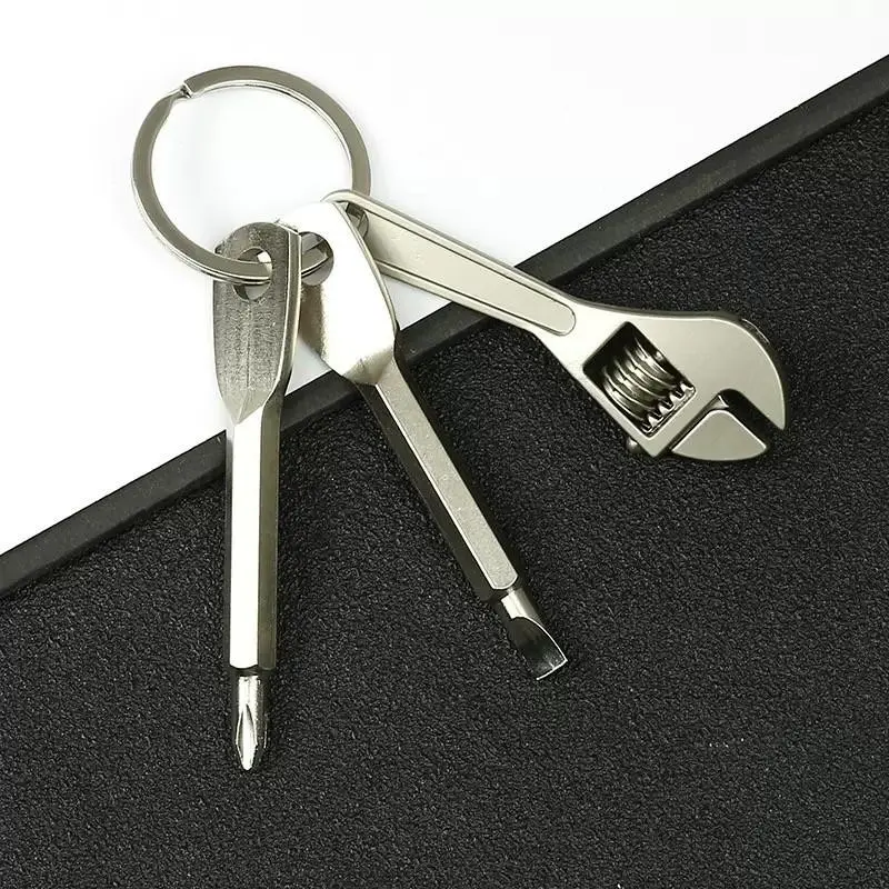 Three-In-One Edc Mini Multi-Tool Keychain, Portable Adjustable Wrench Screwdriver Key Ring, Outdoor & Daily Carry Small Tool, Compact Design