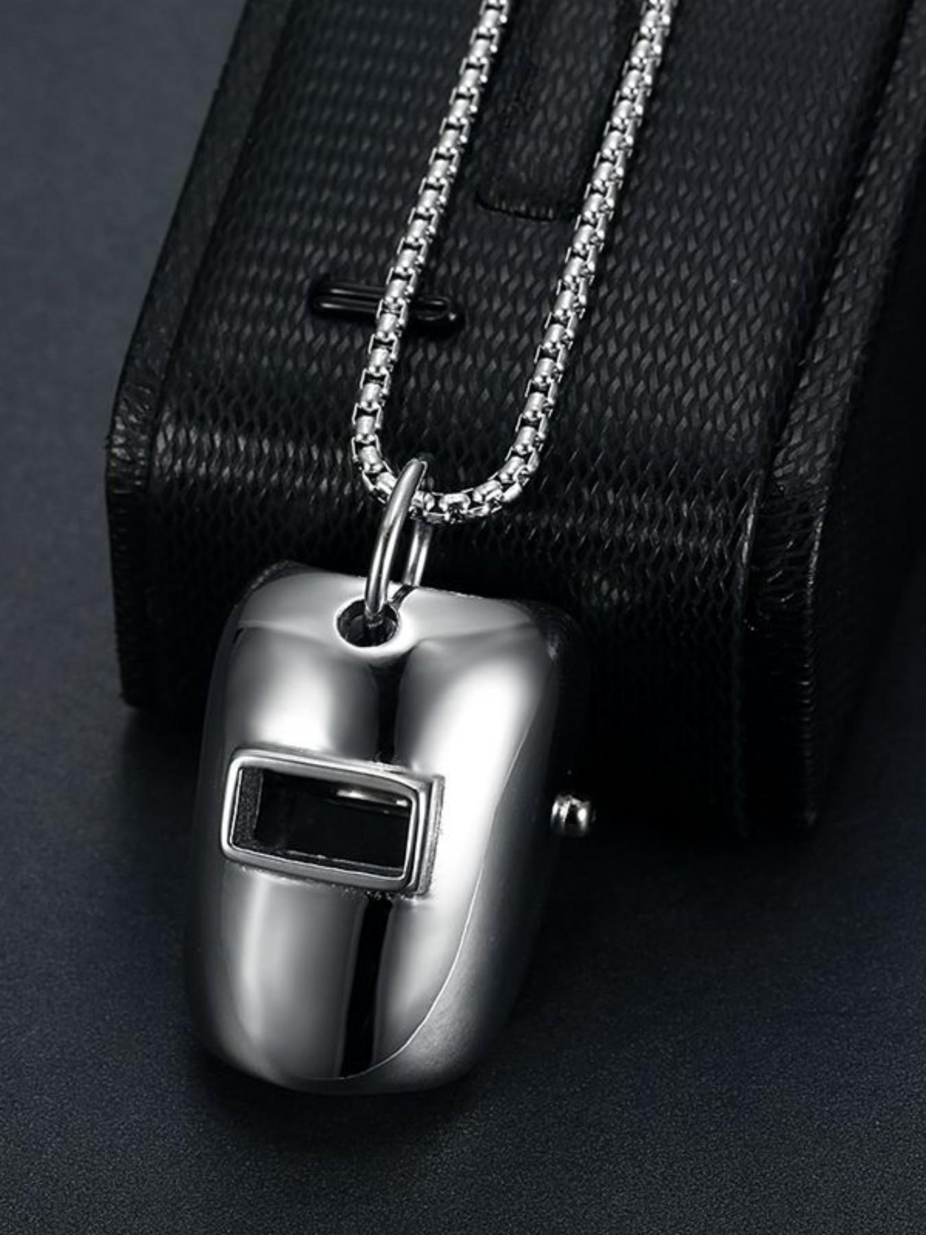 Wind Simple Fashion Unique Welder Mask Third-Level Helmet Titanium Steel Necklace Pendant, Unisex Jewelry Accessory