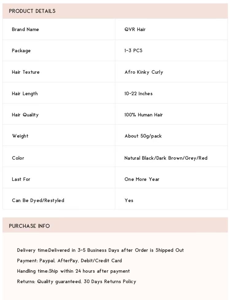 QVR Multi-Color Combo Afro Kinky Bulk Human Hair For Braiding Dreadlock SpringStatements