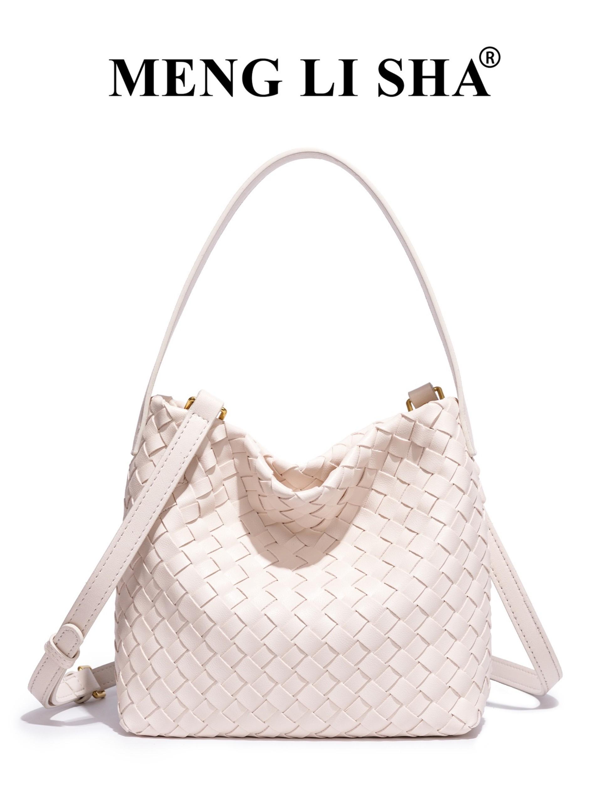 New Handmade Woven Tote Bag for Women, Luxury Bucket Bag, Lazy Style Commute Shoulder Crossbody Handbag, Large Capacity Leather Bag