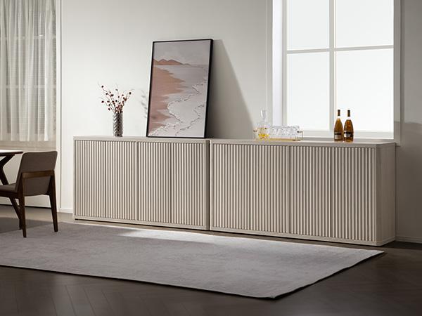 SICOTAS Buffet Cabinet with Storage Accent Sideboard with 4 Doors 66.3" Wide Fluted Credenza Modern Buffet Table Media Console Cabinet Entryway Cabinets for Living Room Kitchen Dining Room Hallway, Minimalist and Practical