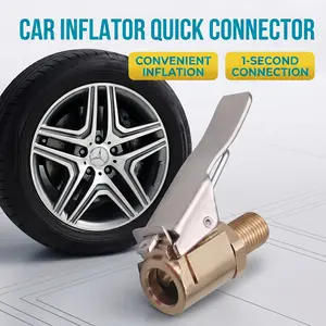 2/4 PCS[fathersdaygift] Tire Air Chuck with Clip Adapter, Brass Locking Tire Inflator Hose Adapter, Car Tire Inflator Nozzle Connector for Vehicle, Automotive Tire Inflator fathersdaygift-YY1
