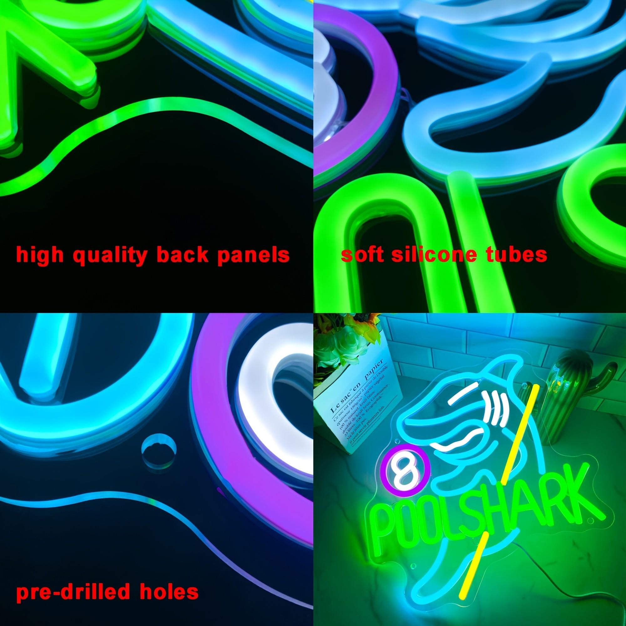 Creative "Billiard Shark" Neon Sign — USB-Powered, Wall-Mountable — Ideal for Billiard Clubs, Bars, and Party Decor