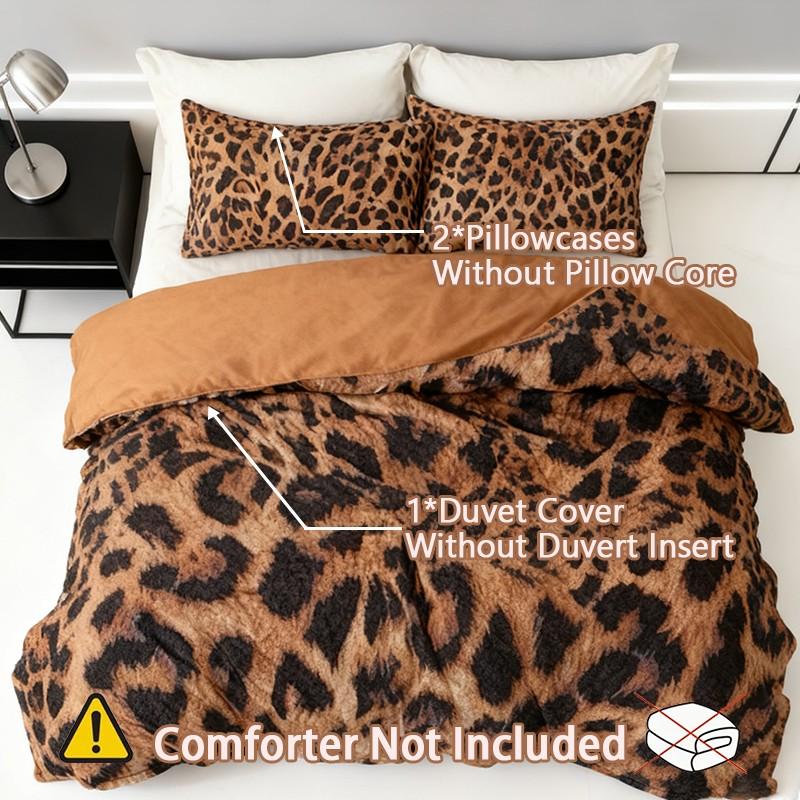 3pcs Leopard Print Bedding Set, Includes 1 Duvet Cover + 2 Pillowcases No insert, Soft and Comfortable, Perfect Gift for Bedroom Decor