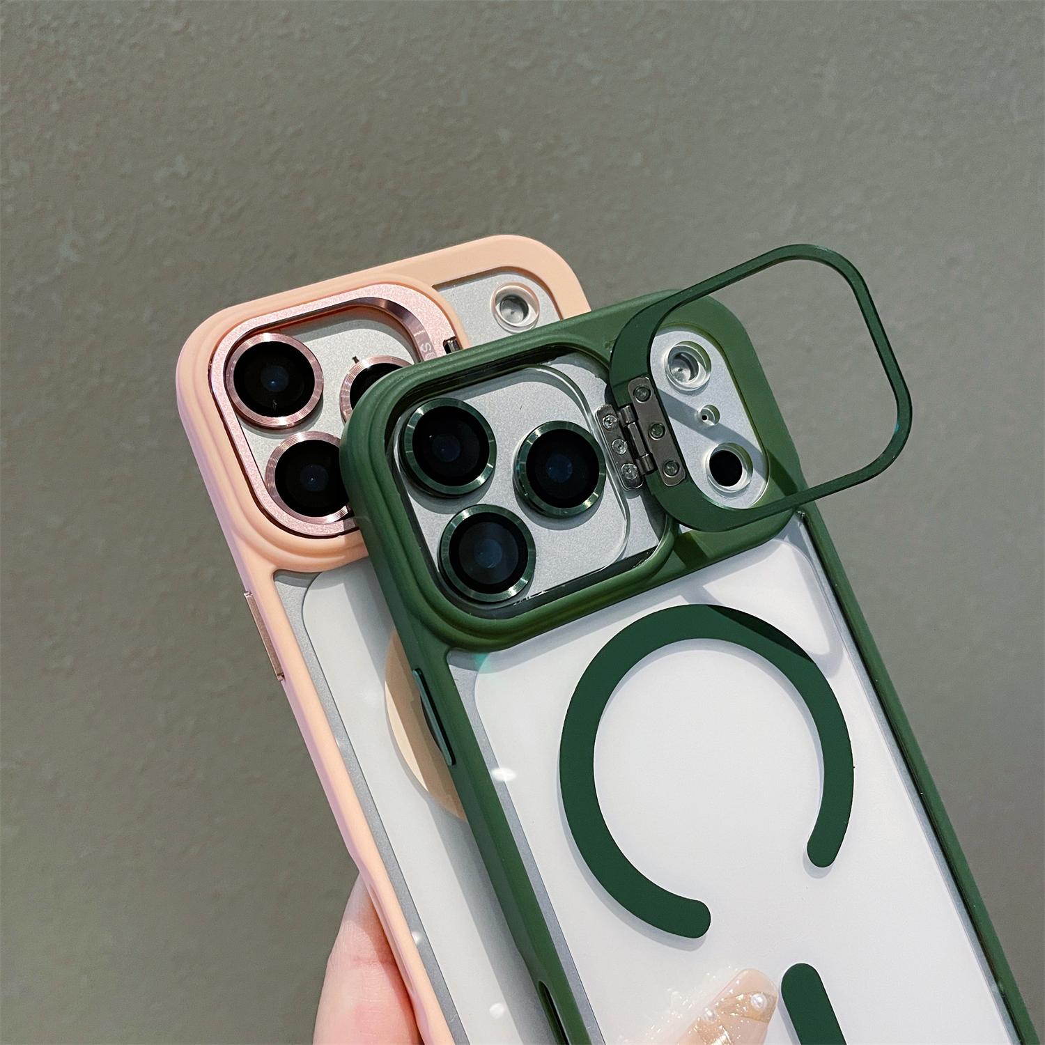 Magnetic For Apple 17 16 15 14 13 12 Max Plus Pro Magnetic Mobile Phone Case with MagSafe Camera Ring Holder, Military-Grade Protection, Anti-Fall, Non-Yellowing, Wireless Casing Protector Cover,Compatible for iPhone