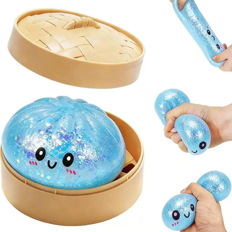 2/6/12 Pack Portable Glossy Baozi Steamed Dumpling Fidgets Blind Box Set, Slow-Rising Squishy Fidget Toy for Anxiety Relief, Collectible Desk Ornament, Holiday Gift