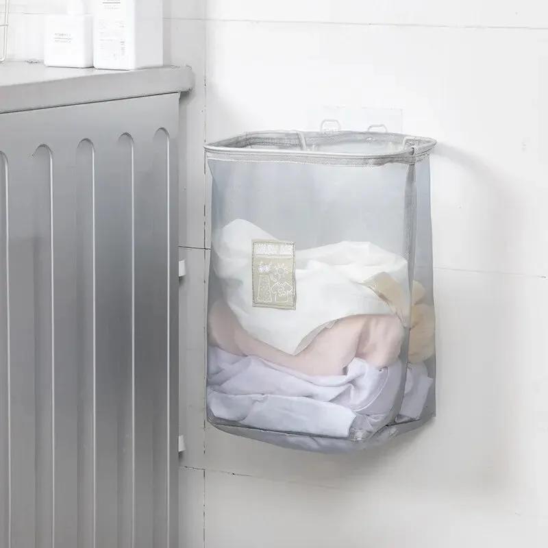 Foldable Wall-mounted Laundry Basket Modern Simple Style Home Use Clothes Storage Hanging Wall-mounted Storage Rack