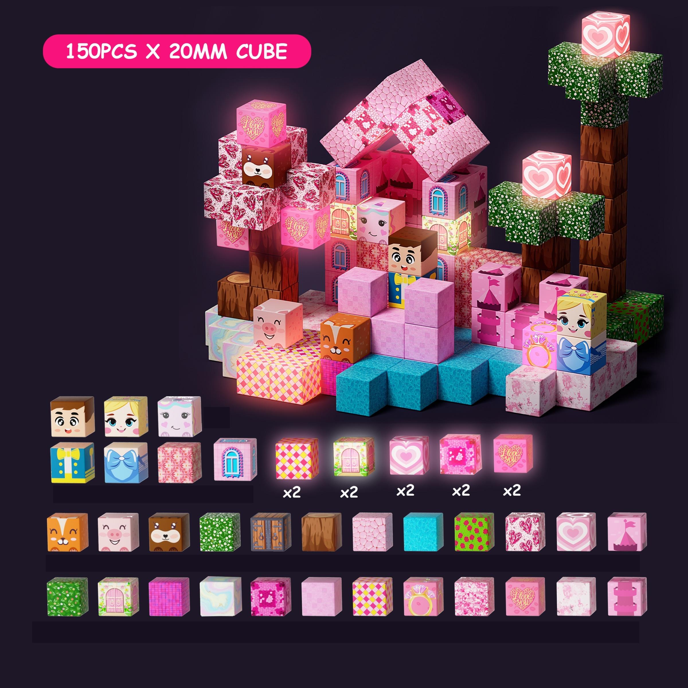 100pcs/150pcs/200pcs Magnetic Puzzle Blocks, Castle Set, Stem Montessori Creative Toy, Ages 3-12, Birthday Gift for Boys Girls